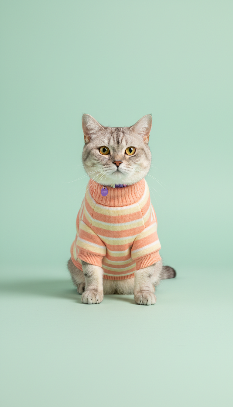 Peach puff striped pullover for cats