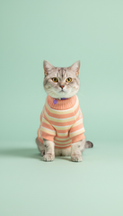 Peach puff striped pullover for cats