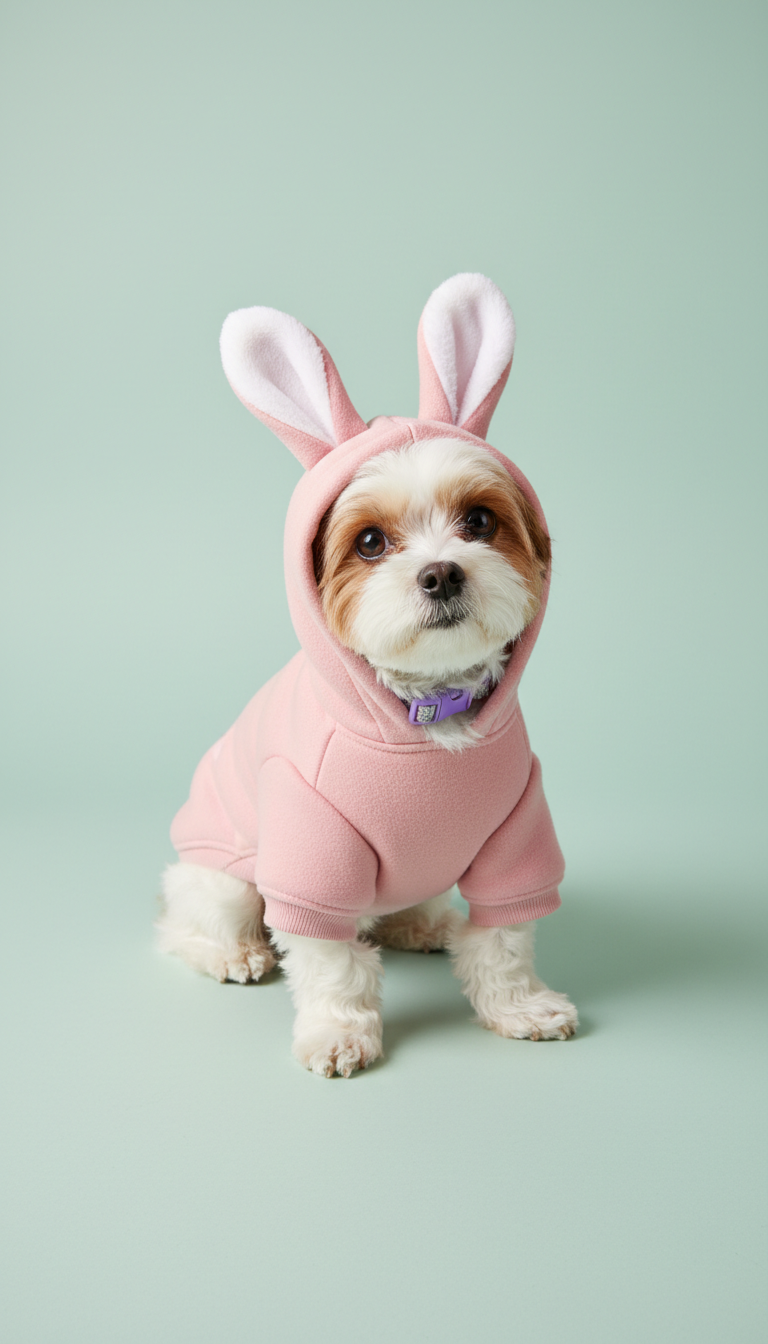 Petal pink hoodie with bunny ears